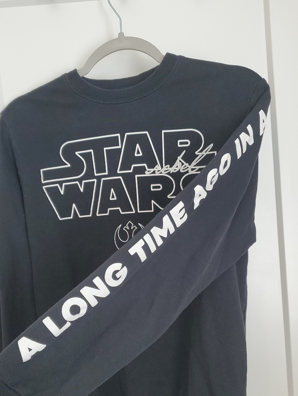 Star Wars Black Crewneck Sweatshirt with White Logo XS Unisex